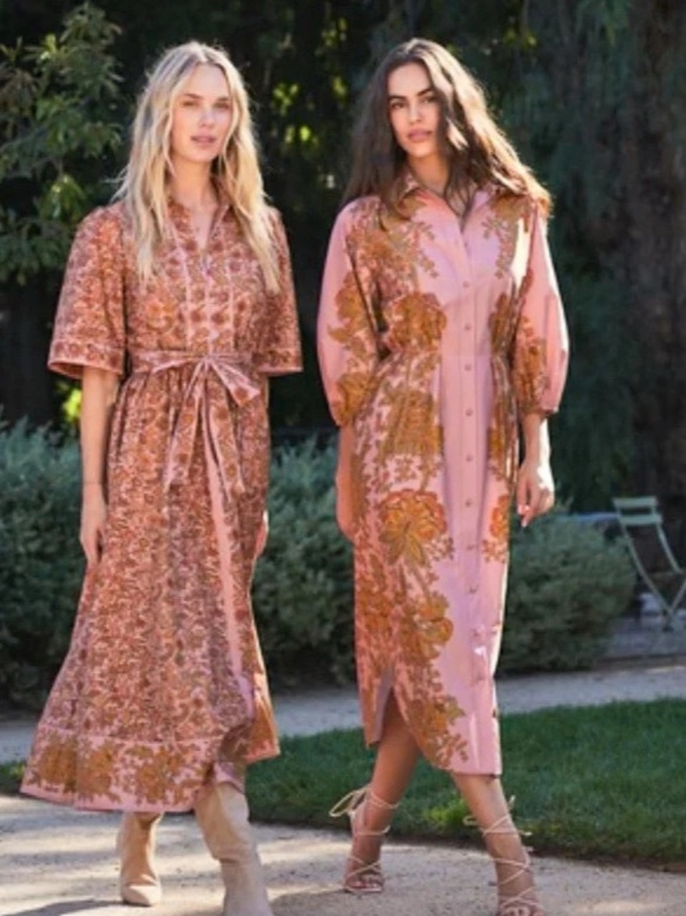 Hermoza Ava Maxi Dress in Basically Breezy Floral Pink & Green Medium